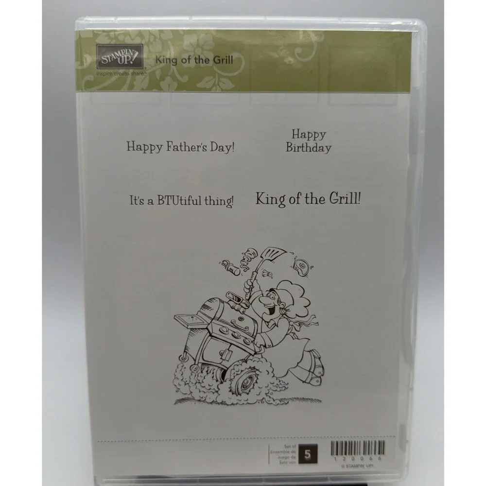 Stampin' Up! King of the Grill Clear (Cling) Stamps 5 Stamps Retired 120066 BBQ